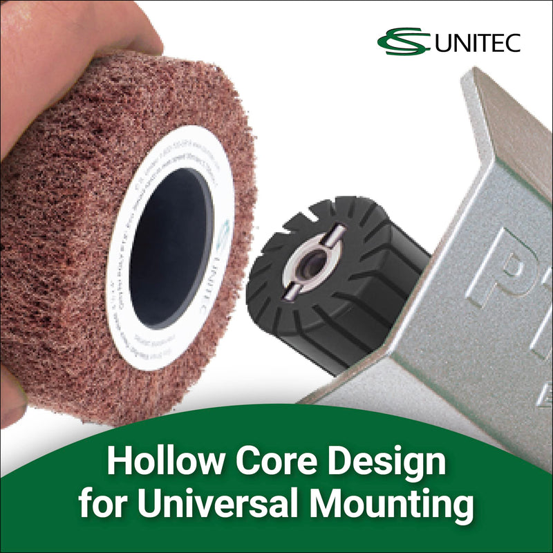 CS Unitec | 47412 | PTX Fleece (Nonwoven) Wheel. 80-Grit Metal & Wood Grinder Polisher Tool Wheel Attachment. 4-1/8" Diameter. x 4" Width - Made in Germany 4" x 4-1/8" 80 Grit
