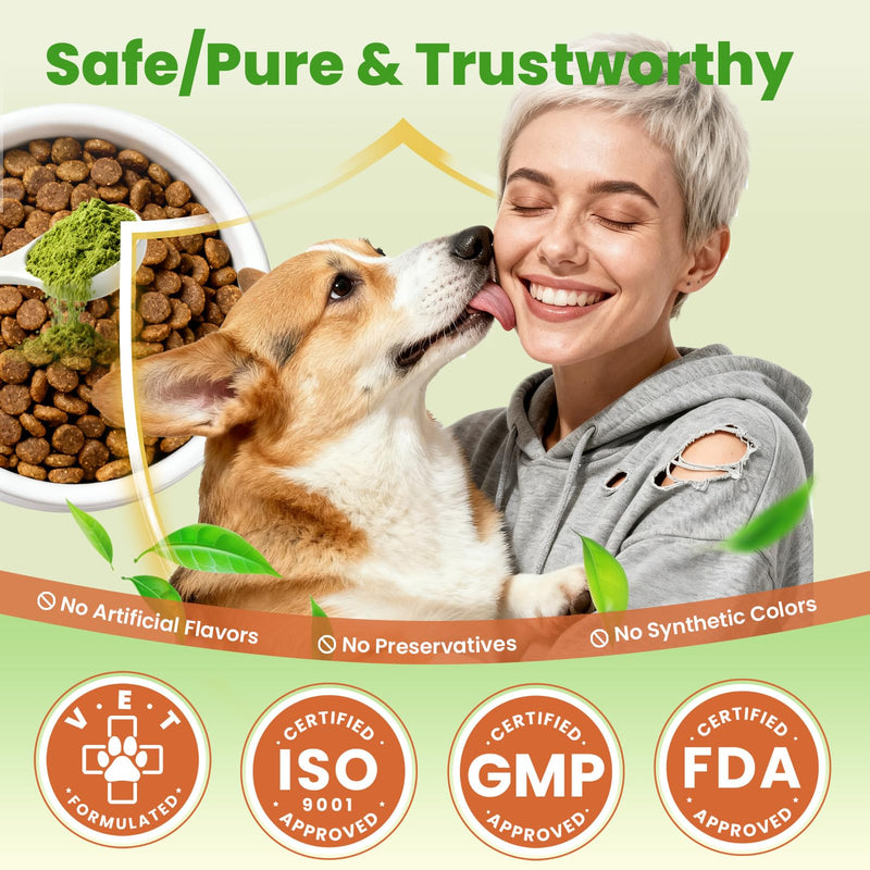 Dog Dental Powder for Dogs Teeth Cleaning Powder Probiotic Dental Care Supplement for Pet Dog Breath Freshener, with Brown Algae, Plaque Tartar Remover, Fresh Breath, Sensitive Stomach Support