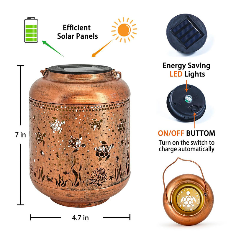 Sea Turtle Solar Lanterns Outdoor Waterproof,Hanging Solar Lights Sea Turtle Gifts for Women Metal LED Decorative Light for Yard,Patio,Lawn,Tabletop,Pathway,Landscape,Garden Decor 1.0