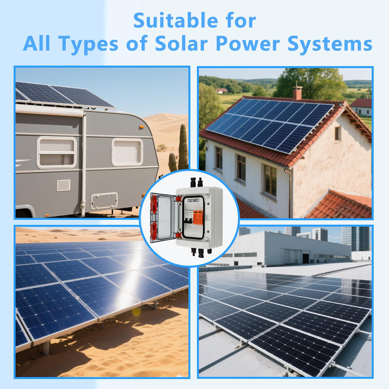 Solar Disconnect Switch, PV Combiner Box 1 String 1000V 40A Solar Surge Protector, IP65 Waterproof, Plug & Play Outdoor Solar Panel System 1String(1in1out)