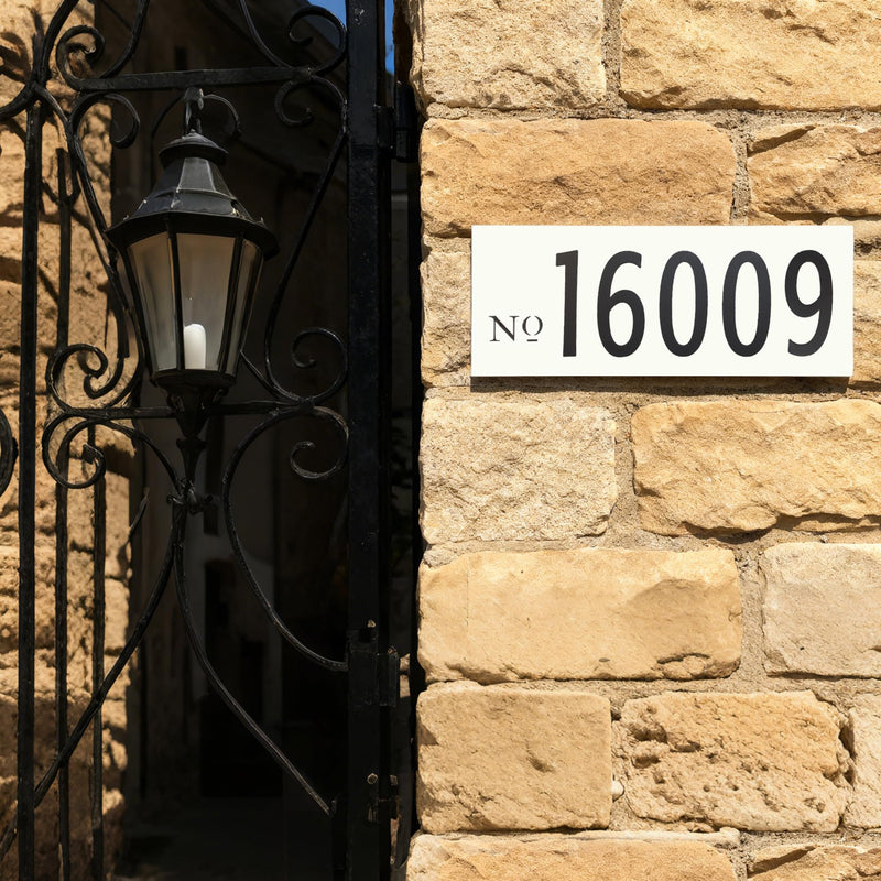 15.8" x 5.9" Aluminum Address Sign, Includes 4 Inch 0-8 Number Stickers & Mounting Screws, Wall Mounted House Address Plaque for 4-5 Digits