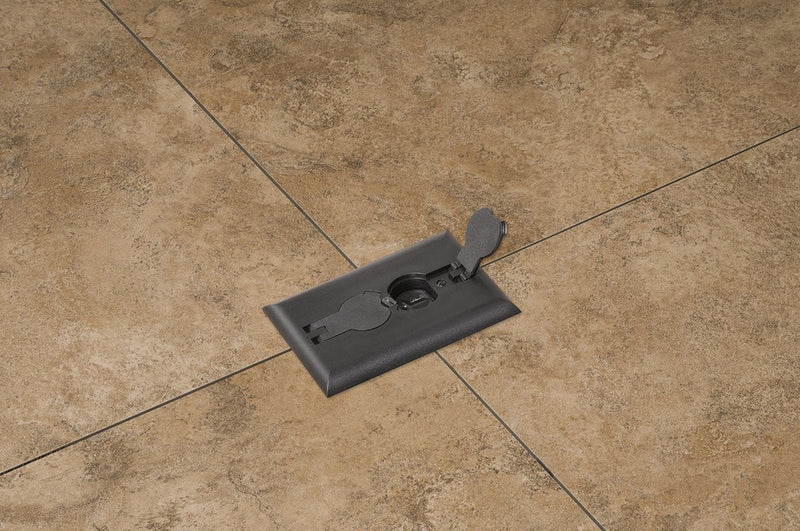 Arlington Industries FLBRF101BL-1 Retrofit Electrical Floor Box with Flip Lids for Existing Floors, Black, Plastic