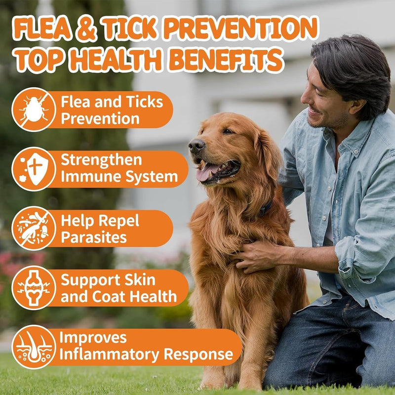 Flea and Tick Prevention for Dogs Chewables - Natural Dog Flea and Tick Treatment Chewable - Oral Flea Supplement for Dogs - Puppy Flea Support - All Breeds & Ages - 180 Soft Chews 180 Chews