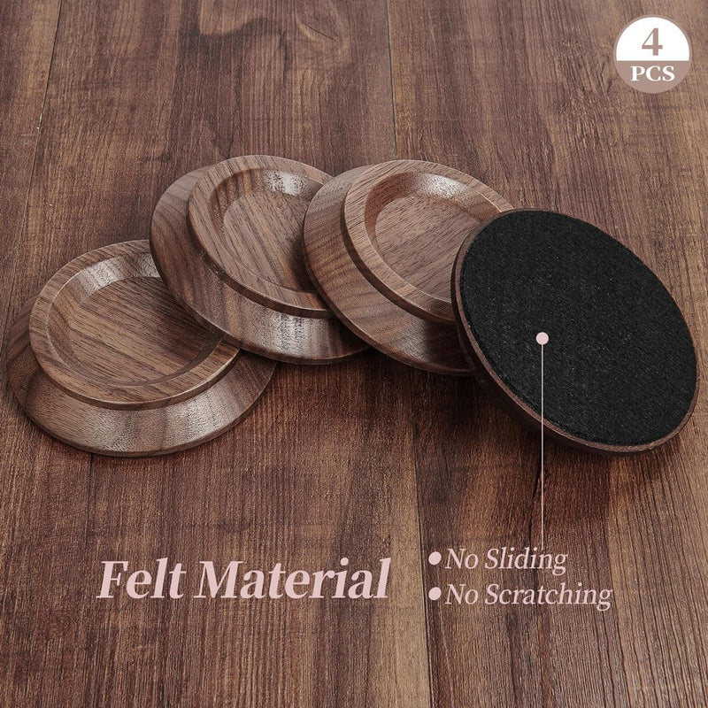 Piano Caster Cups Black Walnut Wood Caster Cups Coasters for Upright Piano Black Walnut Wood -4pc