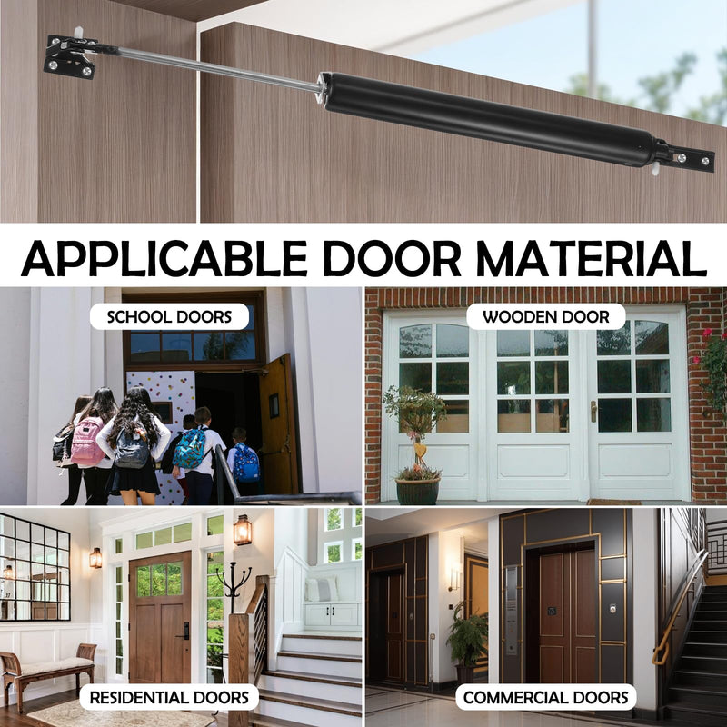 2 Set Heavy Duty Screen Door Closers, Durable Screen Door Shock Replacement System, Rust-Proof Black Aluminum Alloy Easy to Installation(Black)