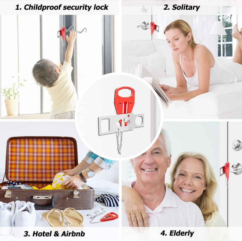 AceMining Portable Door Lock Home Security Door Lock Travel Lockdown Locks for Additional Safety and Privacy Perfect for Traveling Hotel Home Apartment College 1 Pack