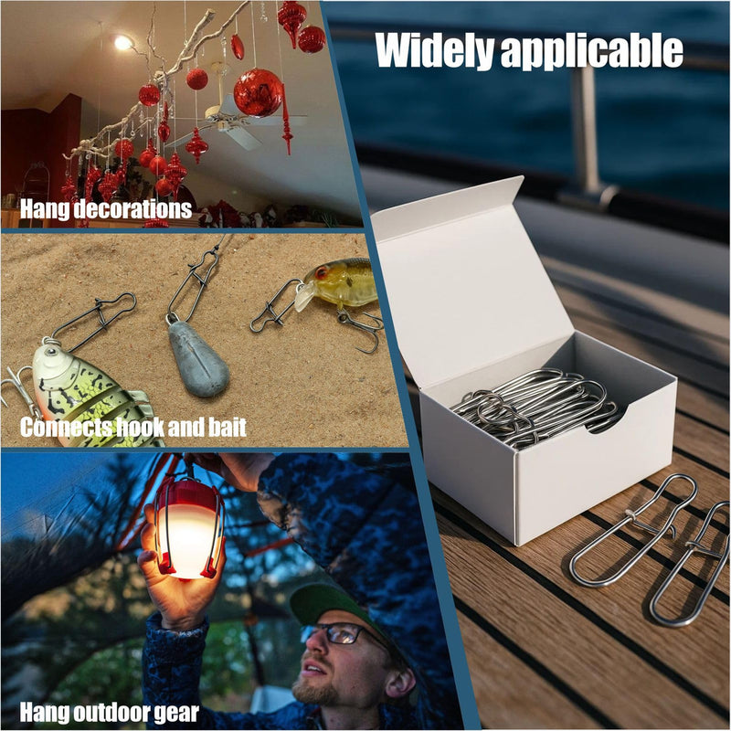 50 Pcs Boat Flag Pole Clips, Marine Spring Clips for Halyard Rope, Antenna Flag Mount Accessories for Pontoon, Sailboat, Yacht, Patriotic USA Flag Display, 1.9" x 1/2"