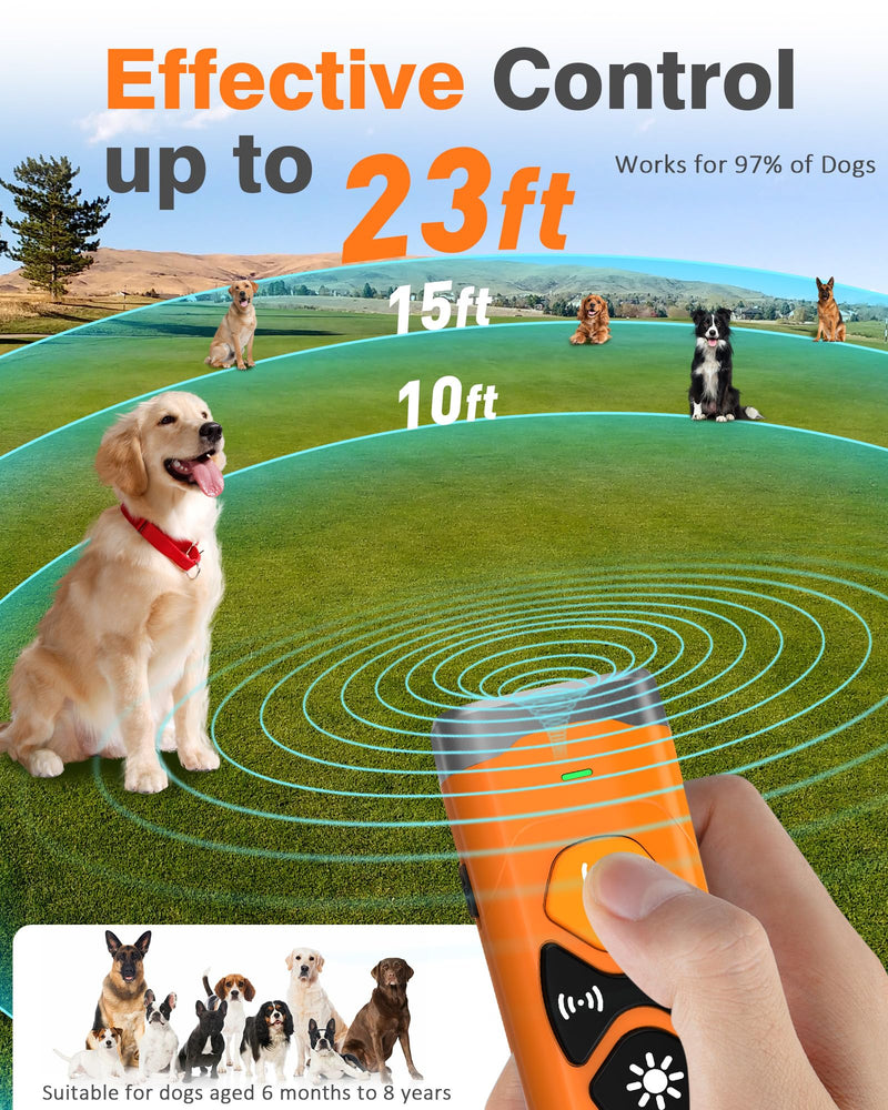 Dog Bark Deterrent Devices | Stop Your & Neighbor’s Dog Barking | 3X Ultrasonic & 23ft Range Anti Barking Device | Dog Behavior Correction Training Indoor Outdoor