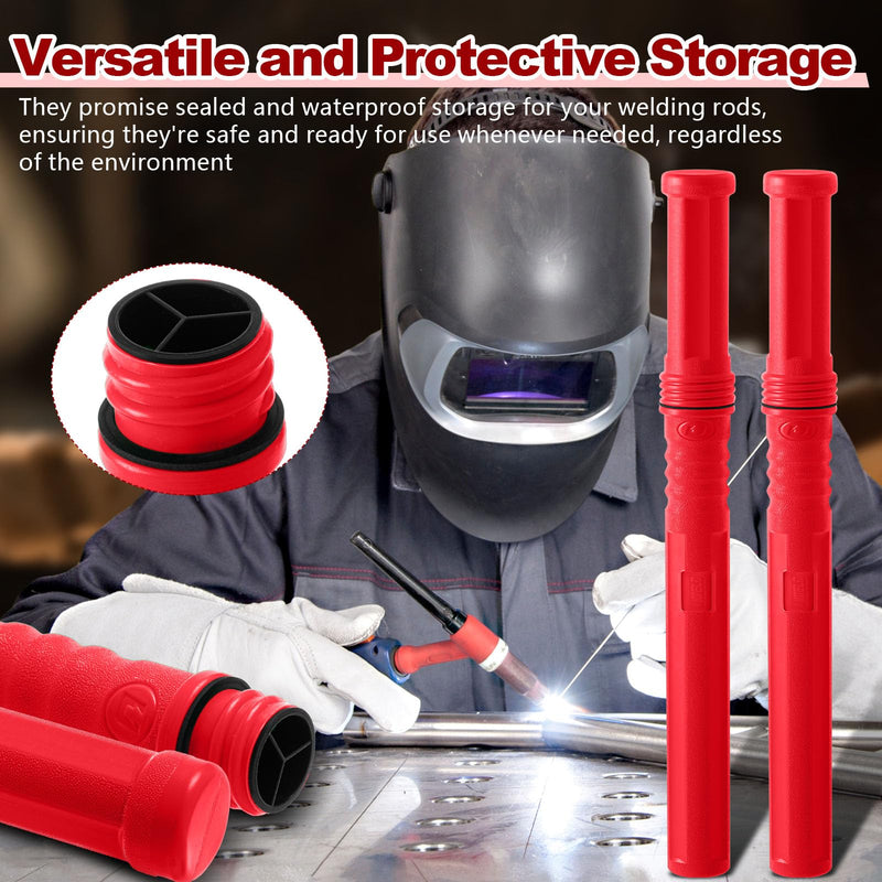 Tandefio 2 Pcs Welding Rod Storage 40 Inch Tig Rod Storage Canisters Welding Electrode Holder Airproof Waterproof Welding Rod Container (Red) Red