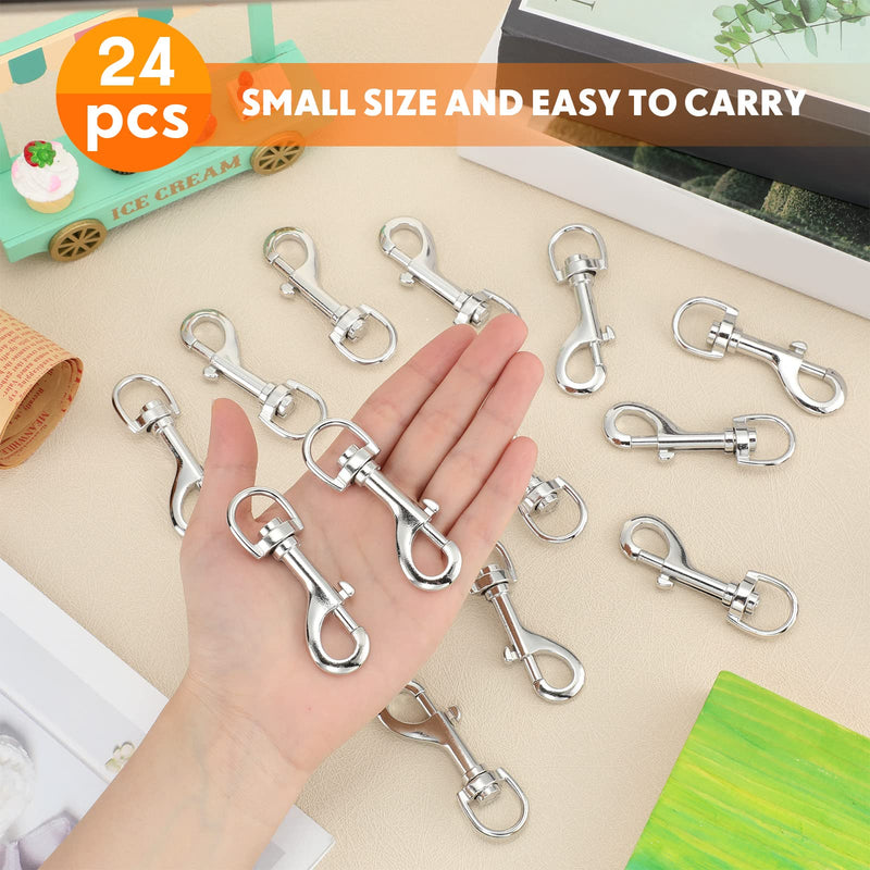 Therwen 24 Pcs Swivel Snap Hooks for Dog Leash Heavy Duty 2.76 Inch Flag Hooks Clasp Single Ended Clip Hooks Multipurpose Bolt Snap for Keychain Camera Strap Linking Pet Leash (Classic Style,0.59") 0.59" Classic Style - NewNest Australia