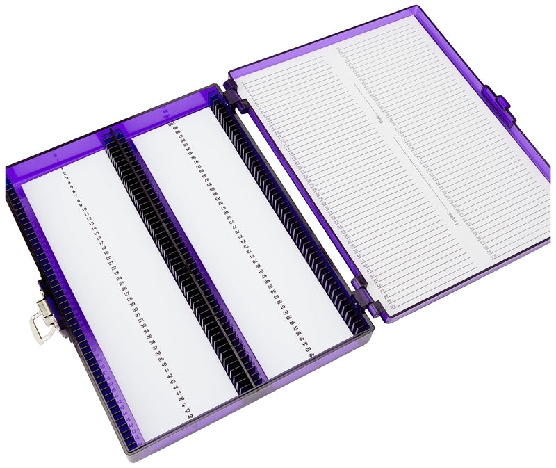 Heathrow Scientific HD15988H Polycarbonate Purple Durable True North Slide Box, 208mm Width x 175mm Height x 34mm Depth