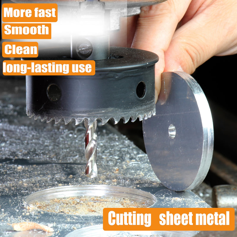 7/8″, 1-1/8″, 1-3/8″ Thin-Wall HSS Bi Metal Hole Saw Cutter Sheet Steel Hole Saw for Impact Driver Plastics Sheet Metal Wood Stainless Steel QHSS-3A