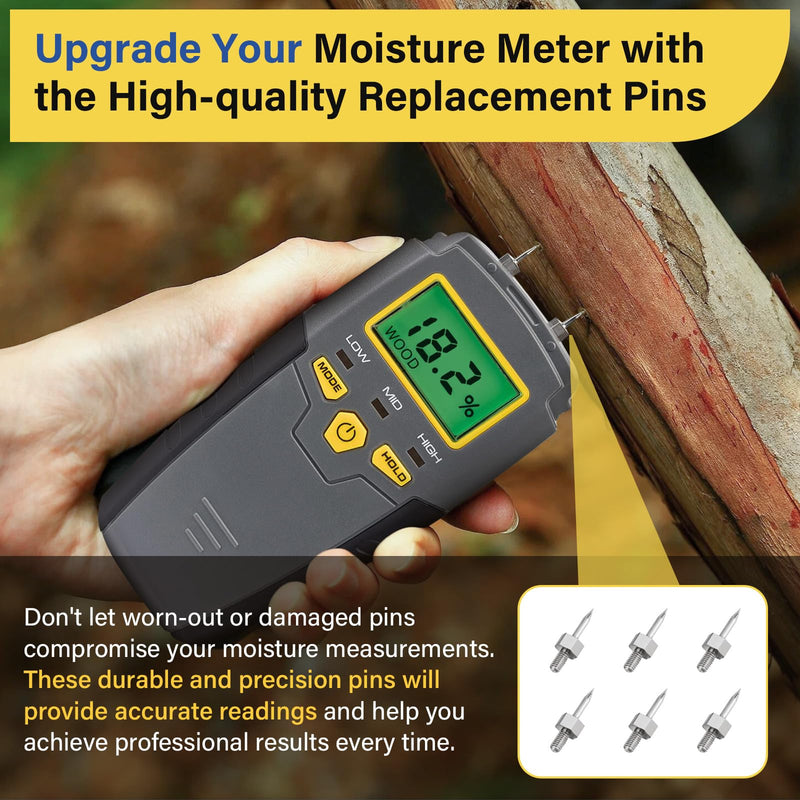 Moisture Meter PIN3 Pins Replacement for General Tools MMD4E, RHMG650 & RHMG700DL Moisture Meter - Set of 6 Pins