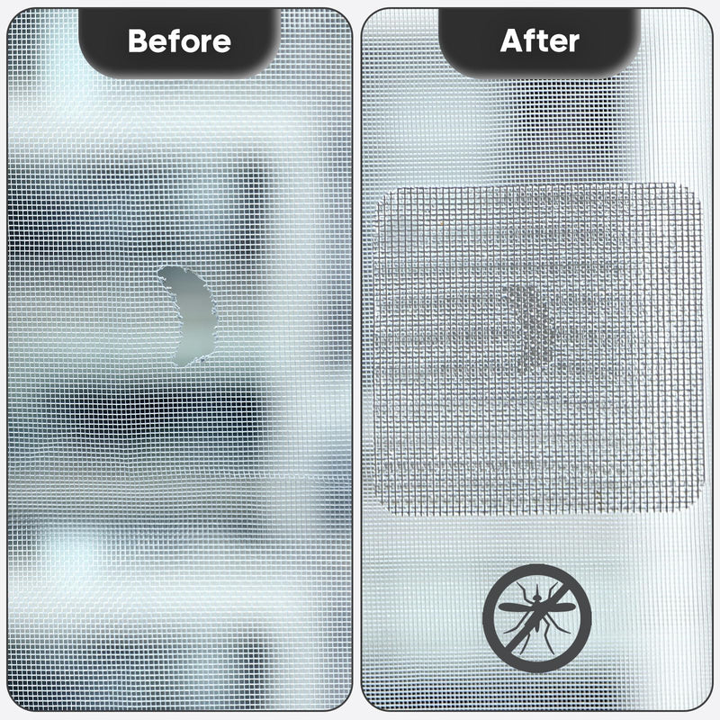16 Sheets Window Screen Patches, Grey 3 Sizes Window Screen Repair Kit for Mesh Door, Strong Adhesive Fiberglass Quick Repair Tape