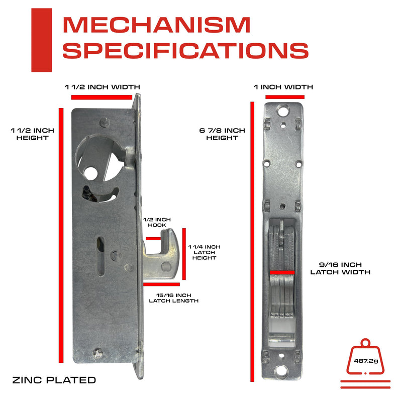 Sliding Gate Lock - Hook Bolt Mortise Lock - Weldable Steel Hook Lock for Sliding Gate - Double Cylinder 1-1/8" Backset – Metal Gate Lock - Weld On Hook Lock for Rolling Gate Sliding Gate - NewNest Australia