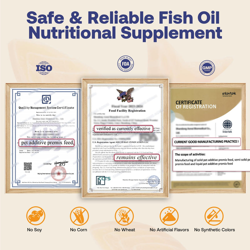 Wild Alaskan Salmon Oil for Dogs & Cats, Fish Oil Omega 3 Supplements with EPA & DHA for Skin & Coat, Immune, Brain, Joint and Heart Health, Dog & Cat Fish Oil Supplements with Pump- 8 oz 8 Fl Oz