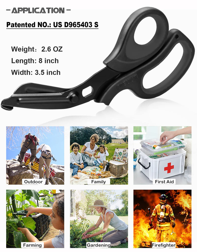 MEUUT 2 Pack Medical Scissors Trauma Shears for Nurses -Patented Bandage Scissors with Non-Stick Blades, Surgical Grade Shears Stainless Steel EMT Scissors for All Purpose Black+black