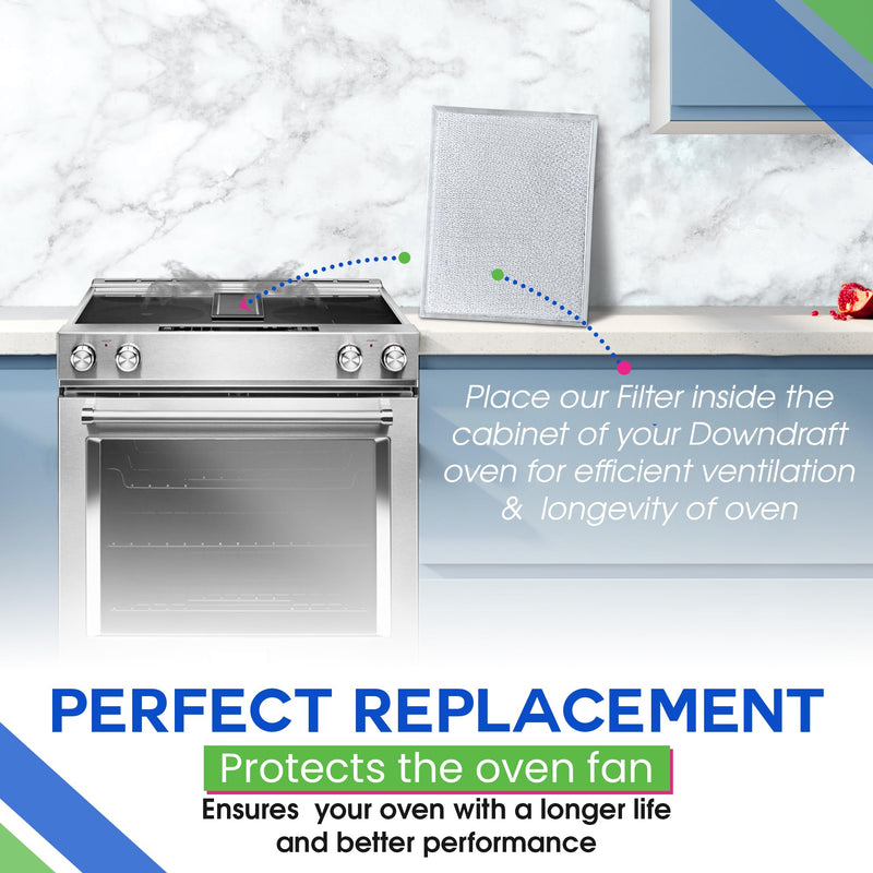 Downdraft Stovetop Filter Replacement for 707929 Jenn Air Filter Downdraft 14” x 11.4”- Grease Screen for Cooktop Fits Into Downdraft Jenair Stove Filter Vents and Protects the Oven (2-pack) 2