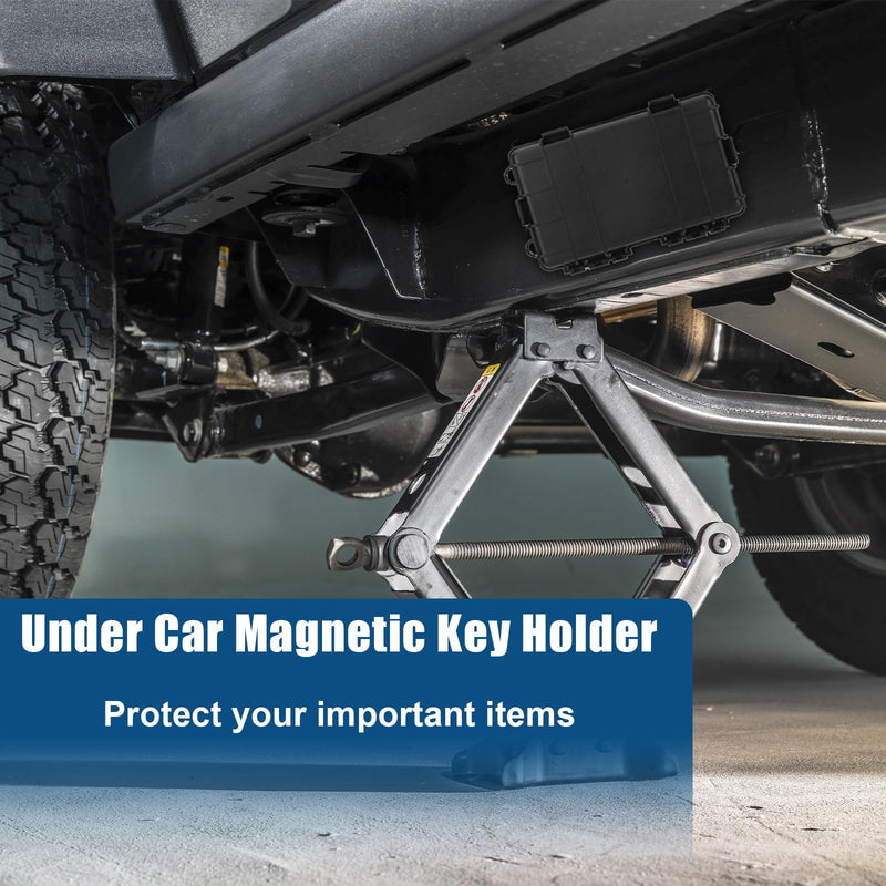 Upgrade Large Magnetic Key Holder Box Under Car, Upgraded Magnetic Storage Box for Hide a Key Outside Waterproof Keys Hider Outdoor, Concealed Storage Case Under Trackers, 7.48" x 4.33" x 1.97", Black