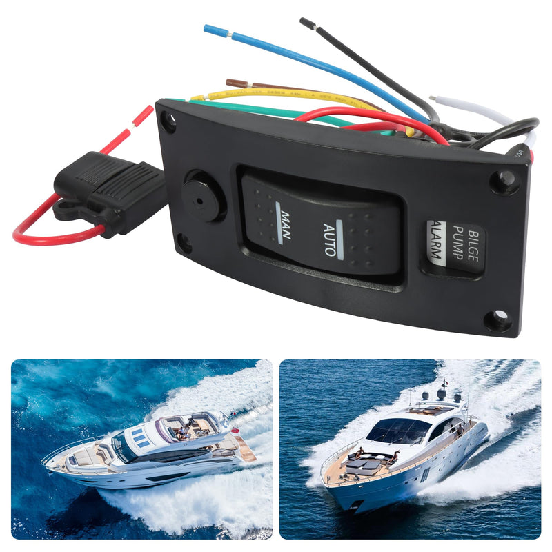 ASOOLL 12-24v Bilge Pump Alarm Control Panel,Bilge Pump Yacht Deck Cleaning Control Panel, Circuit Breaker Deck Cleaning Control Panel for Boat Yacht
