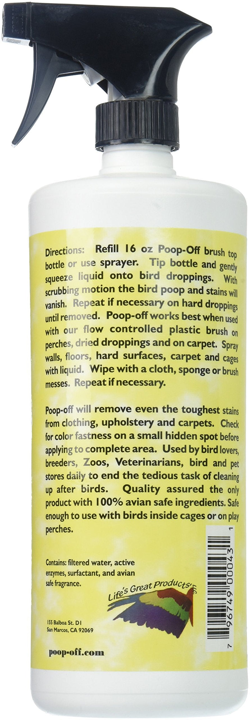 Poop-Off Bird Poop Remover Sprayer, 32-Ounce - PawsPlanet Australia