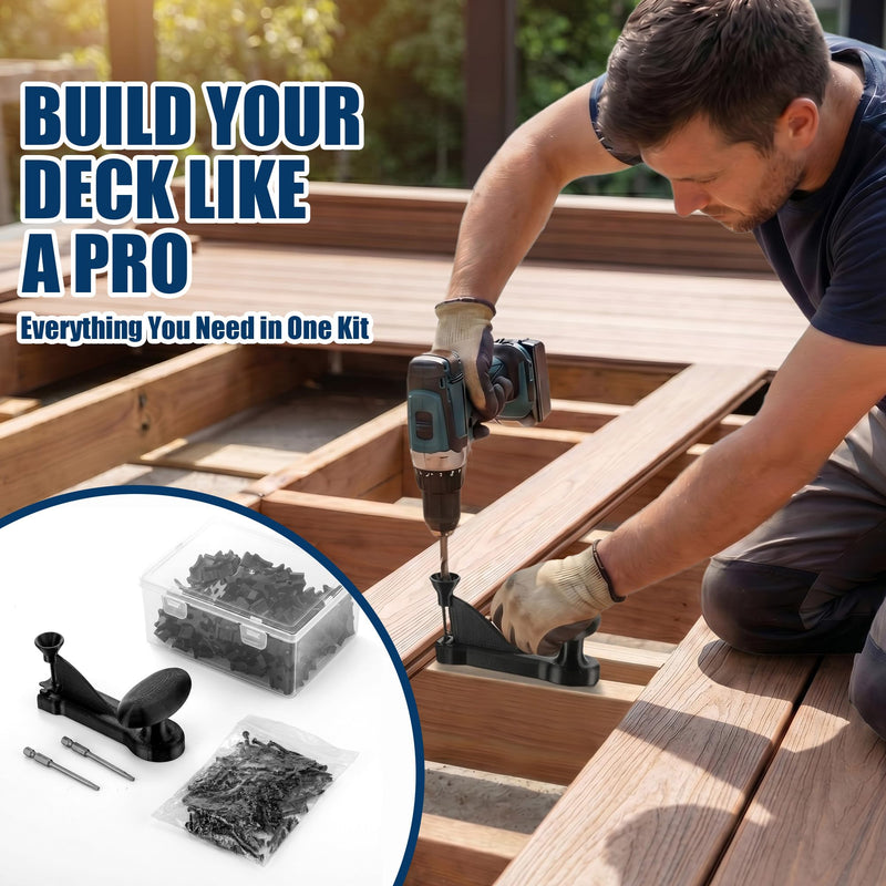 Hohean Hidden Fastener Installation Tool Kit Compatible with Trex Decking, Includes 100 Deck Fasteners, 100 Stainless Steel Screws & Drill Bit, Composite Decking Installation Tool Set