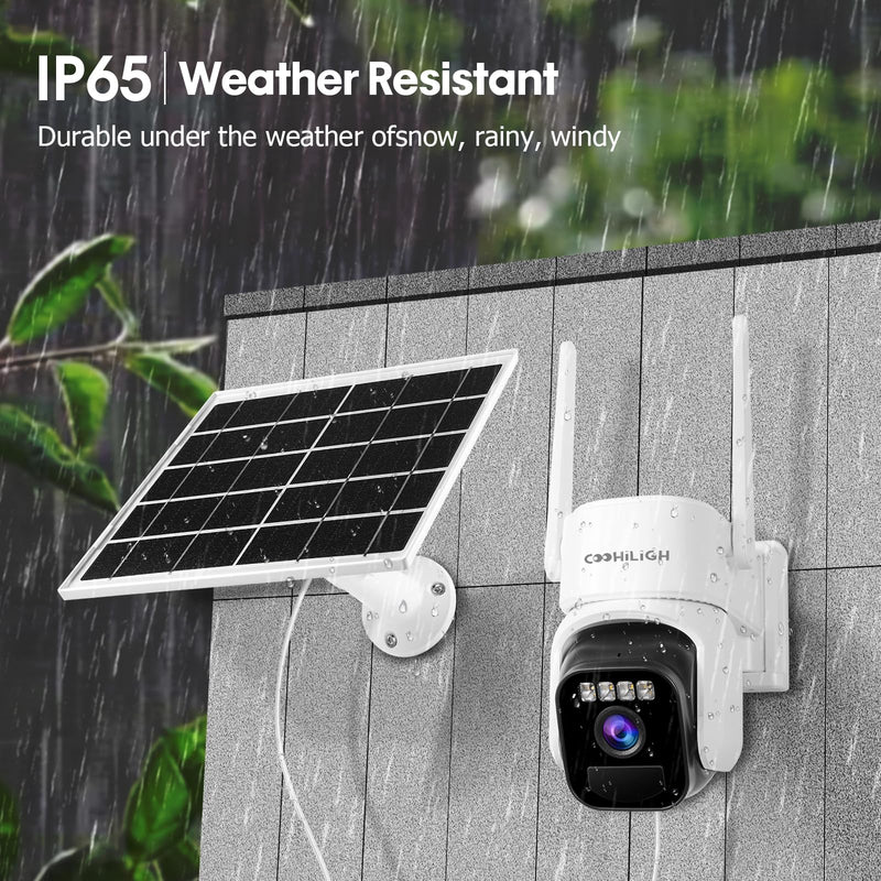 4G LTE Cellular Solar Powered 3MP 2K No WiFi Security Camera,PTZ Wireless Outdoor 360° View, PIR Motion Detection, Color Night Vision, 2 Way Talk, Built in SIM Card