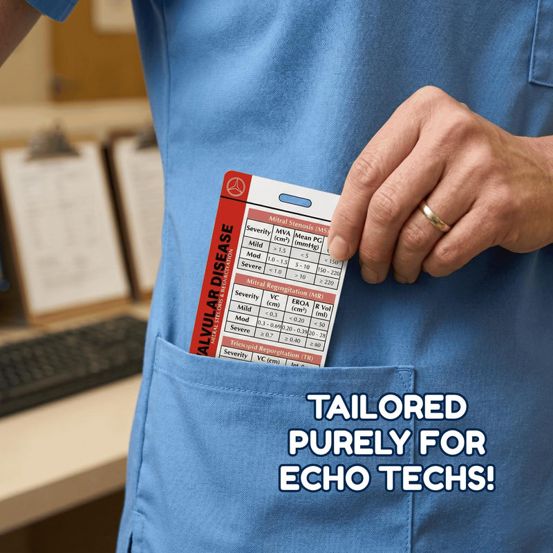 Echocardiography Badge Buddy Quick Reference Guide, Cardiac Sonographer Cheat Sheet & Echo Tech Support, Sonography Student Essentials & Ultrasound Gifts for Sonographer (Adult Echo (3-Cards)) Adult Echo (3-cards)