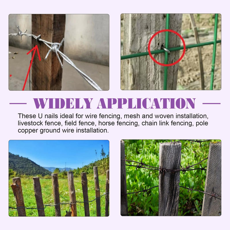 Swpeet 200Pcs 3/4" - 0.09"×0.79" Steel Wire Staples, Concrete Metal Wire Twisting Fence, Fence Staple Nails, U Shaped Nails for Fencing, Wire Mesh and Woven Fencing 20mm