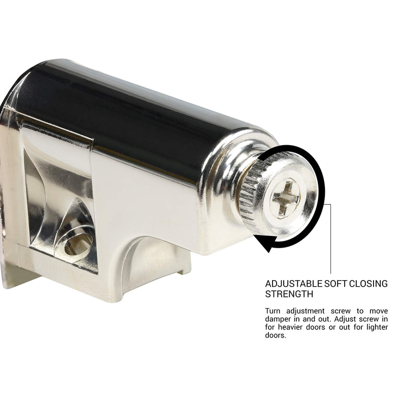 10 Pack Rok Hardware Soft Close Damper for Cabinet Doors/Compact/SoftClose Cabinet Adapter/Hardware/Hinge Polished Nickel Finish, SCD103 10