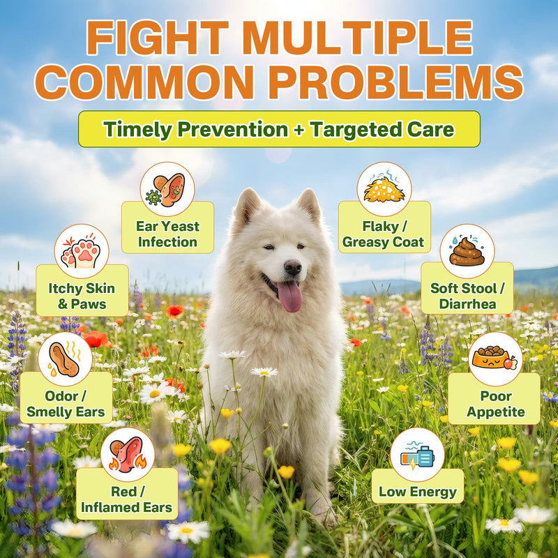 Puyrzoe Multi-Pet Gut & Yeast Balance Bundle – Cat Probiotic Chews with 3 Probiotics & FOS + Dog Yeast Support Oral Drops, Digestive & Immune Support for Cats & Dogs