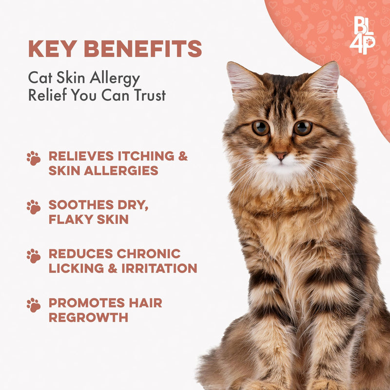 Cat Itchy Skin Relief & Hair Loss Treatment, Holistic Allergy Relief for Cats Calms Dry Skin, Dandruff, Reduces Licking, Scratching & Cat Allergy Relief & Immune Support, Relief for Seasonal Allergies