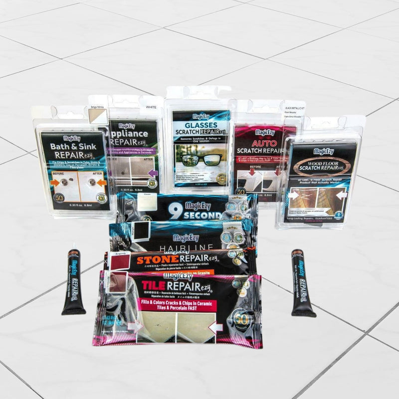 MagicEzy Bath & Sink RepairEzy - (White) - Porcelain Bath Repair Kit - Easy Bathtub Chip Repair - Enamel Sink Chip Repair - Fiberglass Shower Repair -Bathroom Crack Filler White