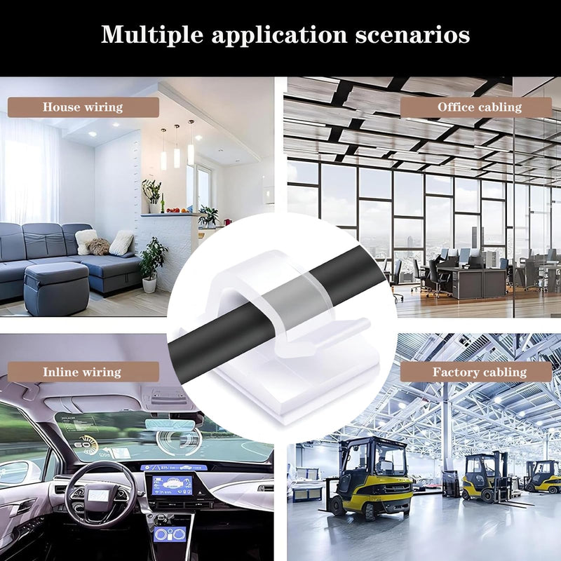 Cable Clips，50PCS Electrical Cord Management Adhesive Cable Wire Clip Wire Clips Wall，Used for Cars, Offices, and Homes Cable Clips Cord Organizer (Transparent) Transparent