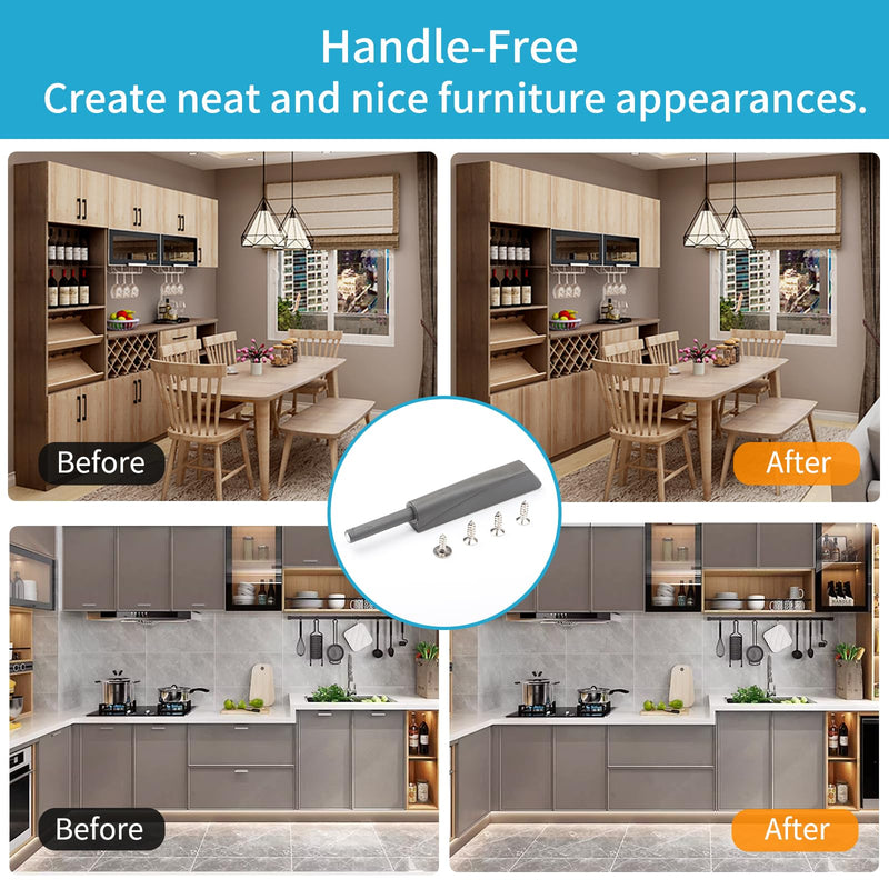 Magnetic Push Open Latches for Cabinet Doors 10 Pack Dark Grey Recessed Cabinet Doors Push to Open Cabinet Hardware Kitchen Push Touch Release Latches dark grey 10 pack