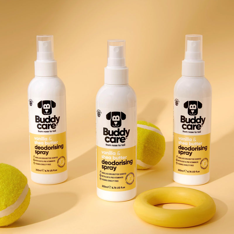 Dog Deodorising Spray - Deodorising Spray for Dogs - With Aloe Vera and Pro Vitamin B5 (Vanilla & Shea Butter, 200ml) - PawsPlanet Australia