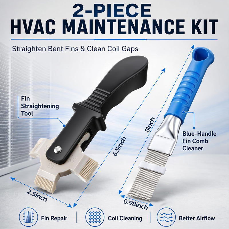 2 Pcs AC Fin Comb Repair Kit with Coil Cleaning Brush