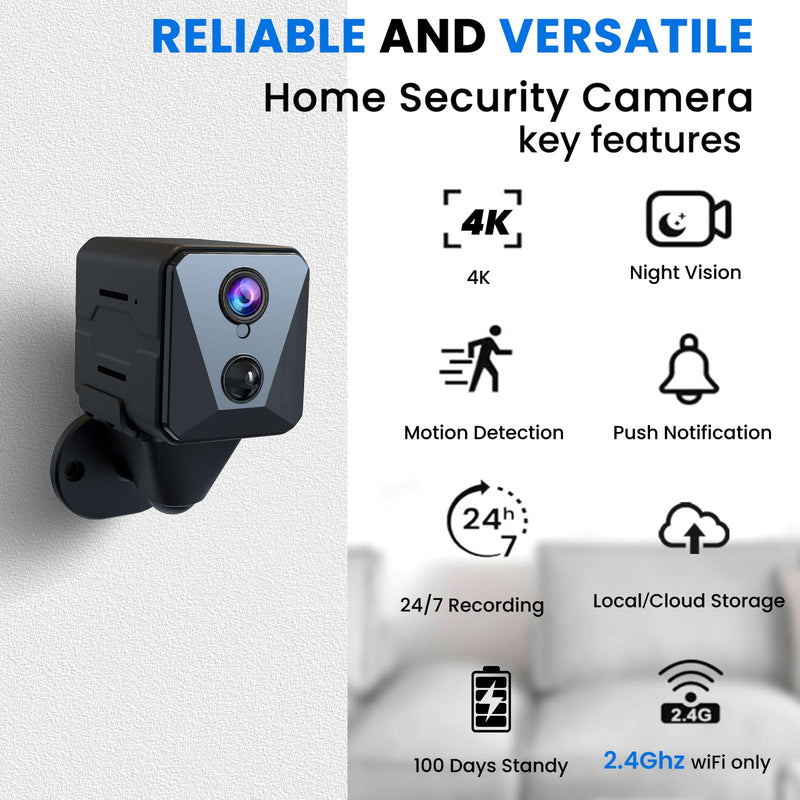 2025 Upgraded Spy Camera-Hidden Camera-4K HD WiFi Camera, Clear Night Vision, Wireless Security Camera, 100 Days Battery Life, Nanny Camera, Indoor Camera for Pet/Baby,AI Motion Detection