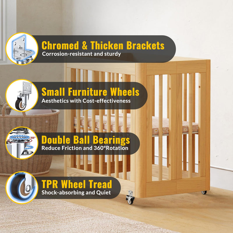 HOLKIE 2 Inch Side Mount Casters Set of 4 Supporting Up to 250 LBS Heavy Duty Furniture Wheels with Thickened L-Shaped Mounting Plate Ideal for Coffe Tables、Plant Stands、Cribs（2 with Brakes） 2 Inch upgrade