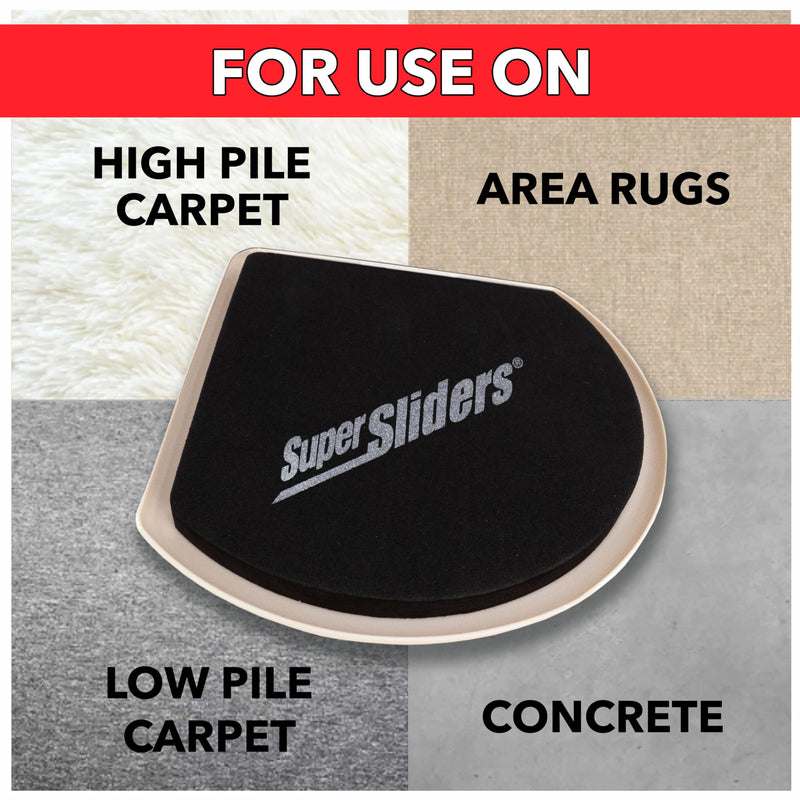 Super Sliders 7" Slide & Hide Reusable Furniture Sliders for Carpet - Effortless Moving and Surface Protection, Beige (4 Pack) 7 Inch