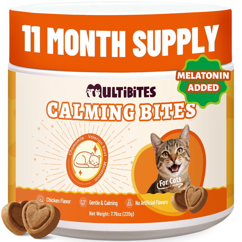 330 Bites Calming Chews for Cats – with Chamomile, L-Tryptophan, Melatonin – Natural Calming Cat Treats for Stress Relief, Fireworks, Cat Travel, Vet Visits Safe for All Cats 7.76 oz