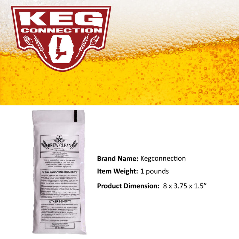 Kegconnection Brew Clean - Kegerator Beer Line Cleaning Solution Powder - Easy and Safe to Use - Homebrew Kegs