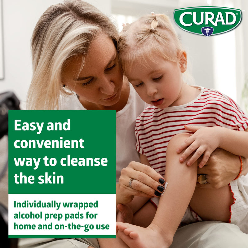 CURAD Alcohol Prep Pads (Pack of 4 Boxes) | 400 Pieces of Medium Isopropyl Alcohol Wipes Individually Wrapped | First Aid Alcohol Swabs for Cuts & Scrapes | Medical Alcohol Pads for General Cleansing 100 Count (Pack of 4)