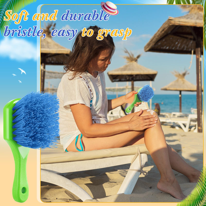 Remerry 2 Pcs Beach Sand Remover Brush with Drawstring Bag, Beach Accessories Scrub Brushes for CleaningSoft Bristle Brush for Summer Vacation Water Sports Volleyball Party (Blue and Yellow) Blue and Yellow