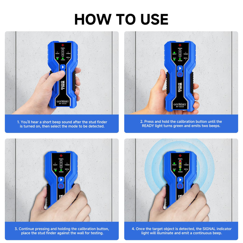 Stud Finder – Electronic Stud Detector with Smart Sensor, 3-in-1 Wall Scanner for Metal, Wood & Live AC Wire, Upgraded Multifunctional Wall Detector, Battery Included