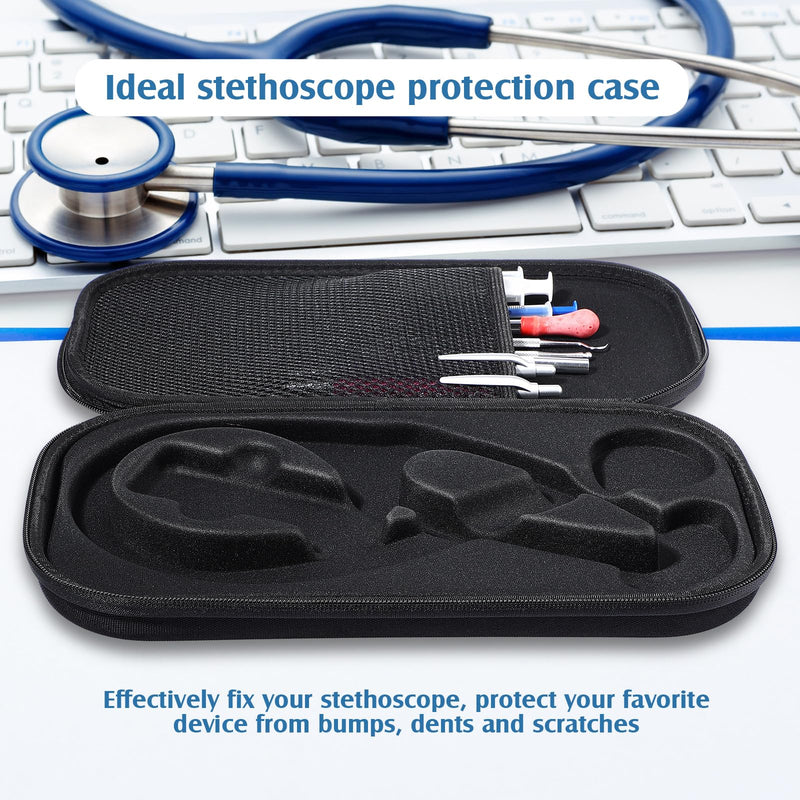 1 Pack Digital Stethoscope Case, 13.19 x 7.48 x 1.77 Inches Large Carrying Case Compatible with Digital or Cardiology Stethoscope, Black