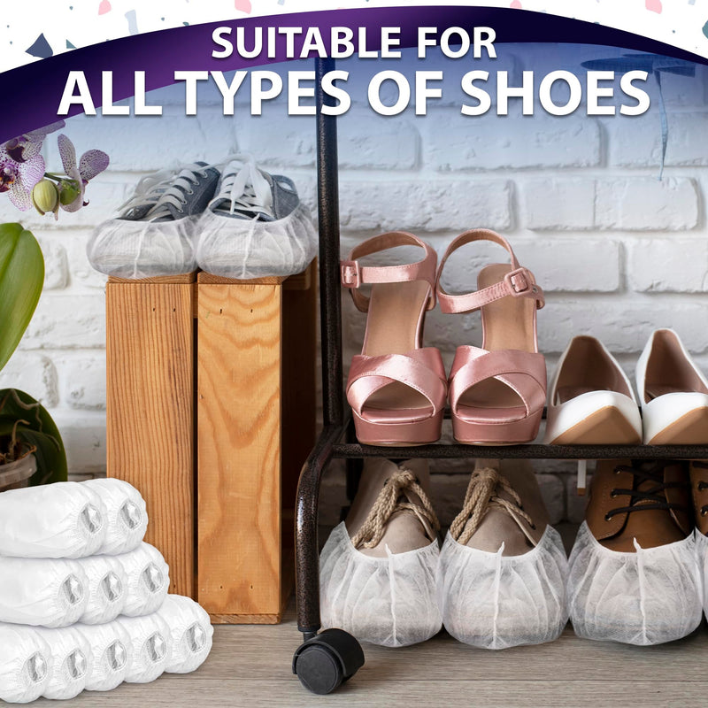 100Pcs Shoe Protector Disposable Shoe Covers for Indoors - Non Slip Shoe Covers Shoe Booties Protectors for Outdoor Shoe Covers - 50Pairs White Shoe Booties Disposable for Walking Boot 50Pairs Disposable White Shoe Covers