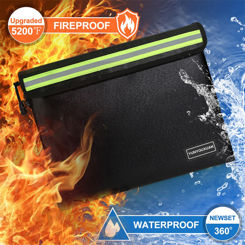 5200°F Fireproof Document Bag(11"x7.9"), Waterproof Fireproof Bag with Zipper, 8 Layers Fire Insulation, Fireproof Money Bag for Cash, Important Documents and Valuables (Small) Small