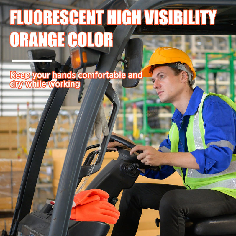 2 Pairs Propane Cylinder Handling Gloves with Chains Double Dipped PVC Forklift Propane Gloves Men Work Waterproof 2