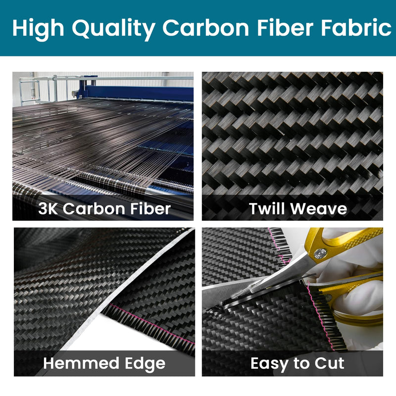 4.9ft x 7.9" Twill Carbon Fiber Fabric Carbon Fiber Cloth Roll, for Automotive Concrete Wall Structural Reinforcement Basement Boat Repair (1 roll) 7.9 in x 4.9 ft Twill Weave Matte Finish